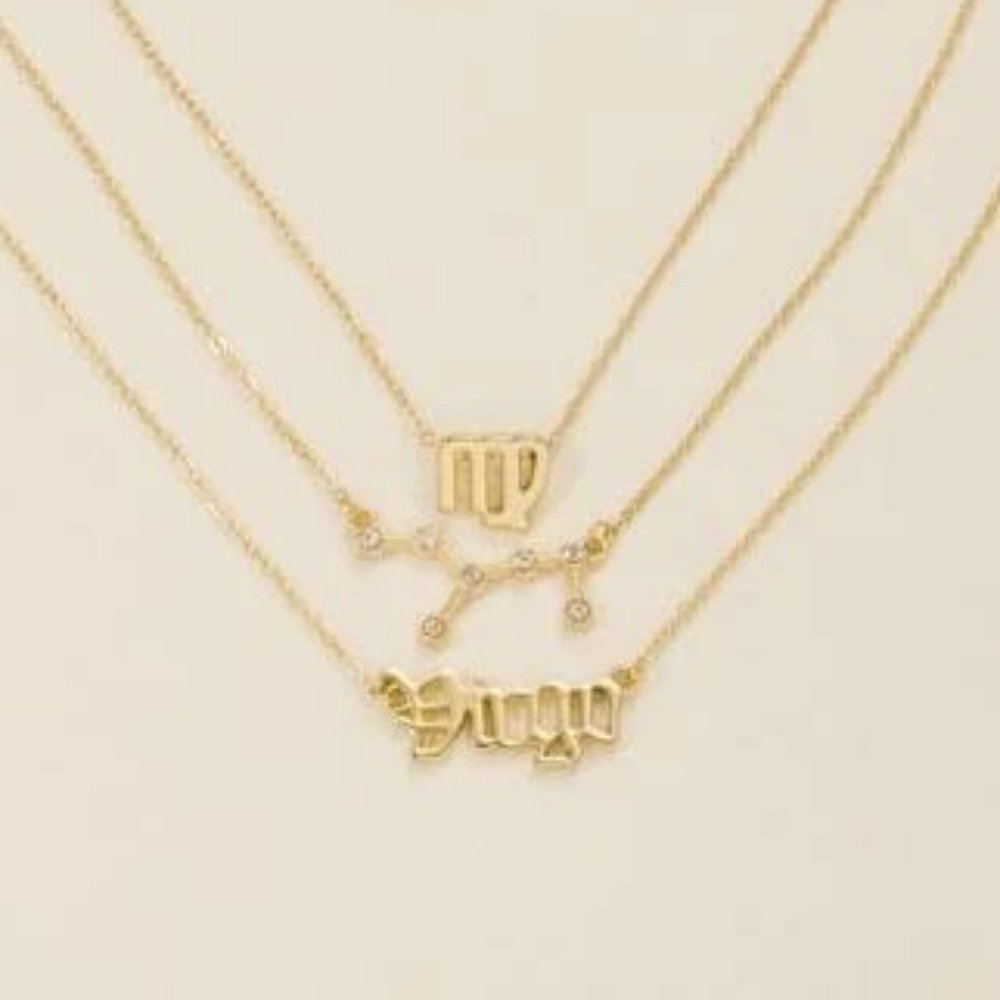 3pc Virgo Zodiac Golden Necklaces - Picture 3 of 3